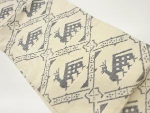 手織り紬有栖川模様織出し名古屋帯